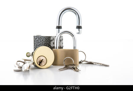 Collection of Locks on a white background Stock Photo