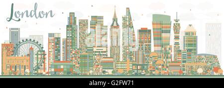 Abstract London Skyline with Color Buildings. Business Travel and Tourism Concept with Modern Buildings. Image for Presentation Stock Vector