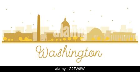 Washington dc city skyline golden silhouette. Vector illustration. Simple flat concept for tourism presentation, banner, placard Stock Vector