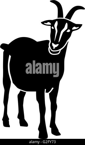 Detailed vector illustration of goat silhouette Stock Vector Art