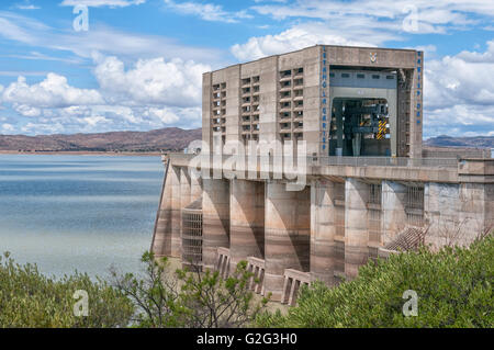 The wall of the Gariep Dam on the border between the Free State and Northern Cape provinces. Stock Photo