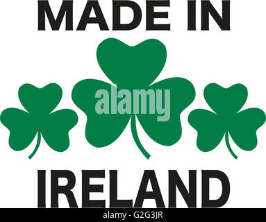 Made in Ireland design with three shamrocks Stock Photo