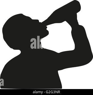 Man drinking beer silhouette Stock Photo