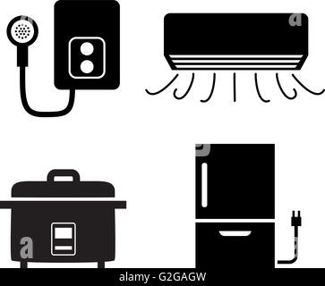 Water heater, air conditioner, rice cooker icons, vector Stock Vector