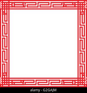 Classic Chinese red square frame, vector Stock Vector