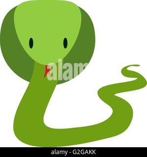 Green friendly cobra snake in flat style, vector cartoon Stock Vector