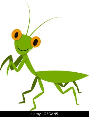 Mantis, Mantodea grasshopper in flat style, vector animal Stock Vector