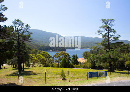 The view over Maroondah Reservoir on a warm summer's day in Victoria, Australia Stock Photo