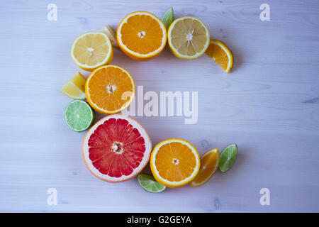 Products containing vitamin C isolated Stock Photo