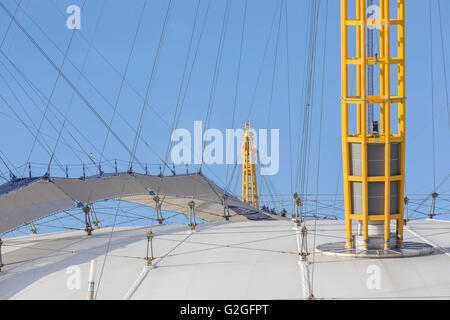 View of the Skywalk and the roof of the O2 Arena or Millennium Dome in London Stock Photo