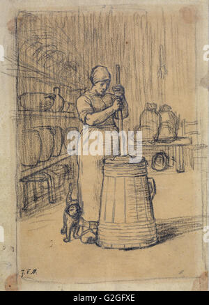 Jean-François Millet - Study for Woman Churning Butter - Museum of Fine Arts, Boston