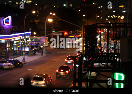 Urban Street Scene at Night, Williamsburg, Brooklyn, USA Stock Photo