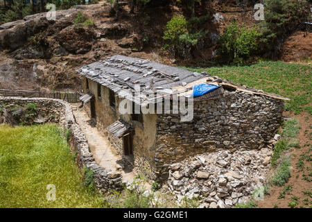 Himalayan village on the track to the Everest base camp Stock Photo