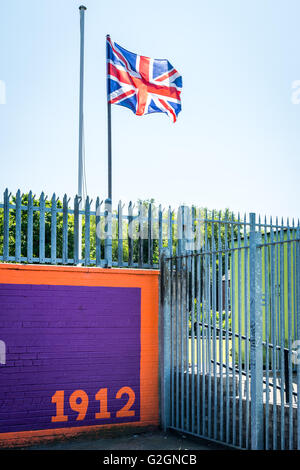 UVF mural beside football field in Sydenham area of East Belfast. Stock Photo