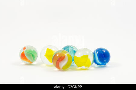 Game marbles in different colors and sizes Stock Photo