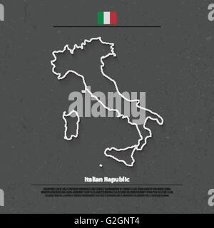 Italian Republic isolated maps and official flag icon. vector Italy ...