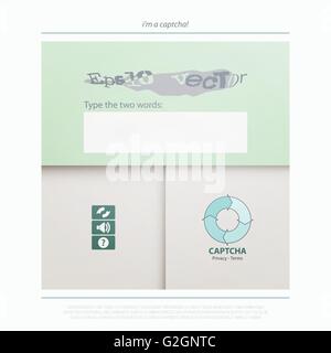 Captcha is a Completely Automated Public Turing test to tell Computers and Humans Apart. vector technology icons. internet secur Stock Vector