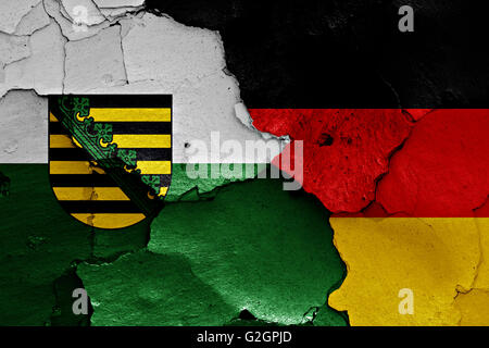 flags of Saxony and Germany painted on cracked wall Stock Photo - Alamy
