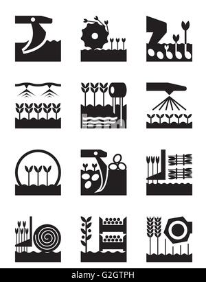 Crop growing and harvesting of agricultural products - vector illustration Stock Vector
