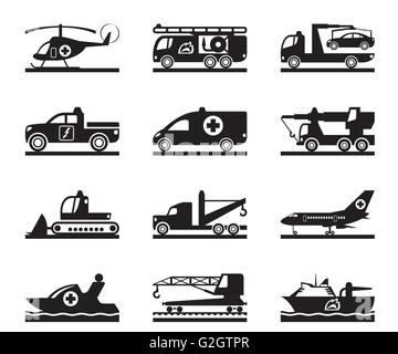 Vehicles for accidents, emergencies and natural disasters - vector illustration Stock Vector