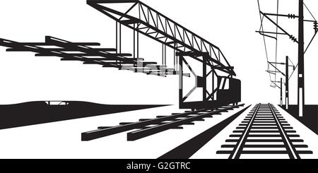 Construction of railway track - vector illustration Stock Vector