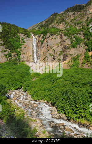 Twin Falls (falls on the right) Smithers  British Columbia Canada Stock Photo