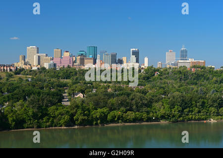 Edmonton skyline and North Saskatchewan River looking westerly Edmonton Alberta Canada Stock Photo