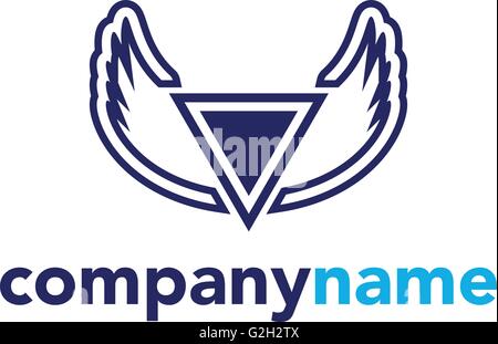 Monogram wings V letter logo, mockup creative emblem thin line style for wedding invitation Stock Vector