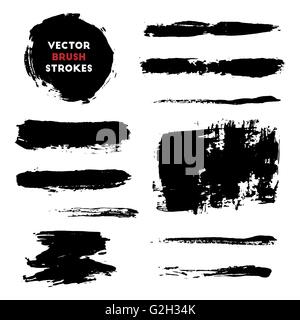 Set of grunge black brush strokes for artistic design elements
