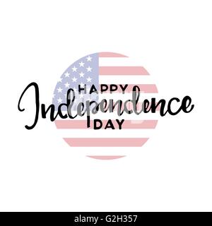 Happy Independence Day. Fourth of july. Handwritten lettering. Modern Calligraphy. Vector lettering isolated on white background Stock Vector
