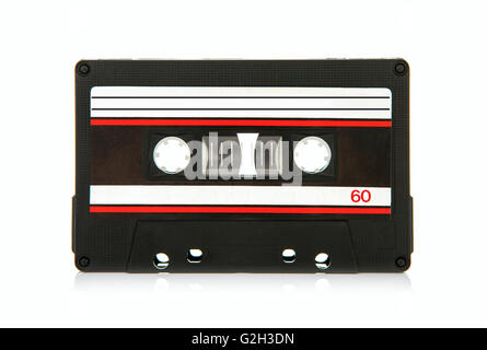 Vintage compact cassette audio tape on a white background Stock Photo