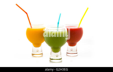 Fresh fruit juices isolated on a white background Stock Photo