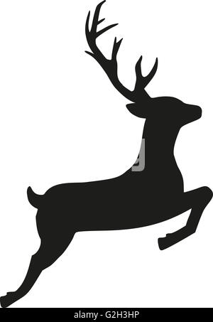Jumping reindeer silhouette Stock Vector Art & Illustration, Vector ...