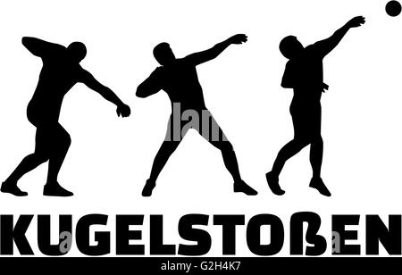 Shot put german word with silhouettes Stock Photo