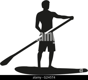 Stand up paddling silhouette Stock Photo