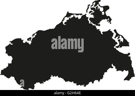 Map of Mecklenburg-Western Pomerania Stock Photo