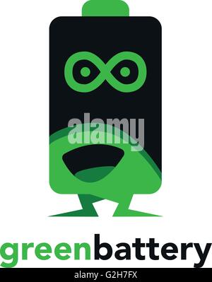 Green battery logo icon Stock Vector