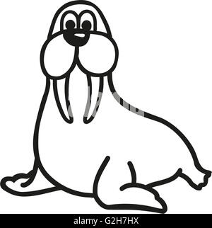 Walrus cartoon contour Stock Photo