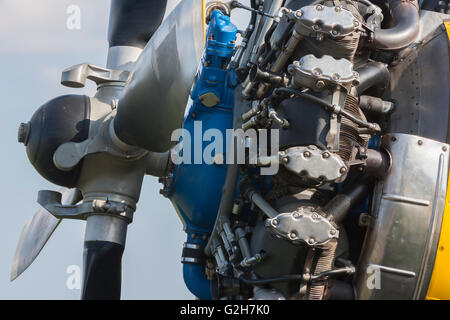 The propeller and engine aircraft in closeup Stock Photo