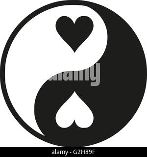 Yin Yan with hearts Stock Photo