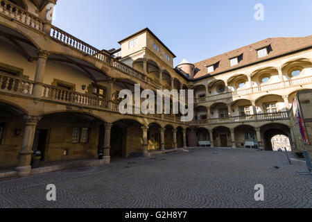 Inner courtyard of the Old Castle (10th century). Stuttgart is the capital and largest city of the state of Baden-Wuerttemberg. Stock Photo