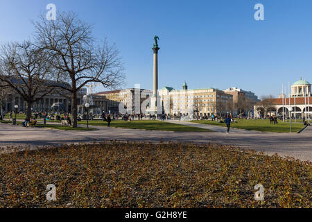 Schlossplatz, the largest square of the city. Stuttgart is the capital and largest city of the state of Baden-Wuerttemberg. Stock Photo