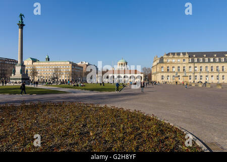 Schlossplatz, the largest square of the city. Stuttgart is the capital and largest city of the state of Baden-Wuerttemberg. Stock Photo