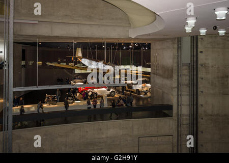 STUTTGART, GERMANY- MARCH 19, 2016: The interior of the museum, in the background Klemm-Daimler L20 lightweight aircraft, 1928. Stock Photo