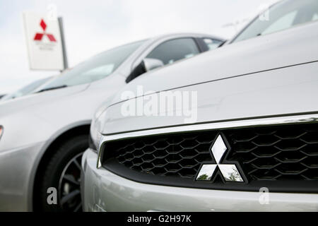 Mitsubishi cars on a dealer lot in Glen Burnie, Maryland on May 8, 2016. Stock Photo