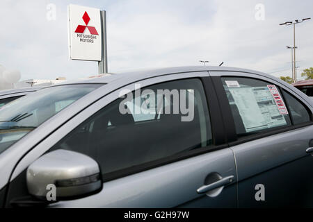 Mitsubishi cars on a dealer lot in Glen Burnie, Maryland on May 8, 2016. Stock Photo