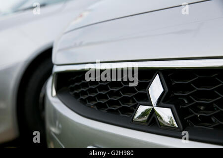 Mitsubishi cars on a dealer lot in Glen Burnie, Maryland on May 8, 2016. Stock Photo