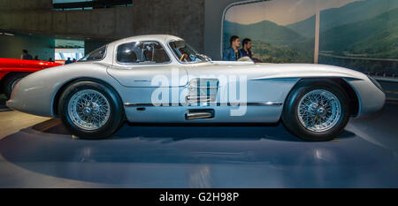 STUTTGART, GERMANY- MARCH 19, 2016: Racing car Mercedes-Benz 300 SLR Uhlenhaut coupe, 1955. Mercedes-Benz Museum. Stock Photo