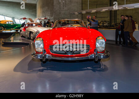 STUTTGART, GERMANY- MARCH 19, 2016: Sports car Mercedes-Benz 300 SL roadster, 1962. Mercedes-Benz Museum. Stock Photo