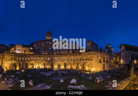 rome by night, market traiano ruins roman imperial near colosseum Stock Photo